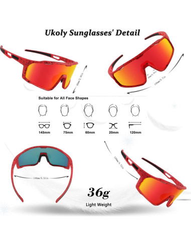 Gafas de sol deportivas Ukoly 620 con lente HD UV400