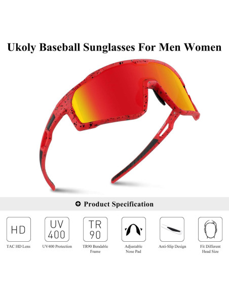 Gafas de sol deportivas Ukoly 620 con lente HD UV400 Gafas de sol deportivas Ukoly 620 con lente HD UV400