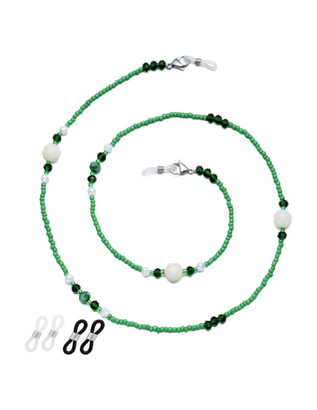 Cadena de Gafas ERNAULO Verde con Perlas 73.66 cm