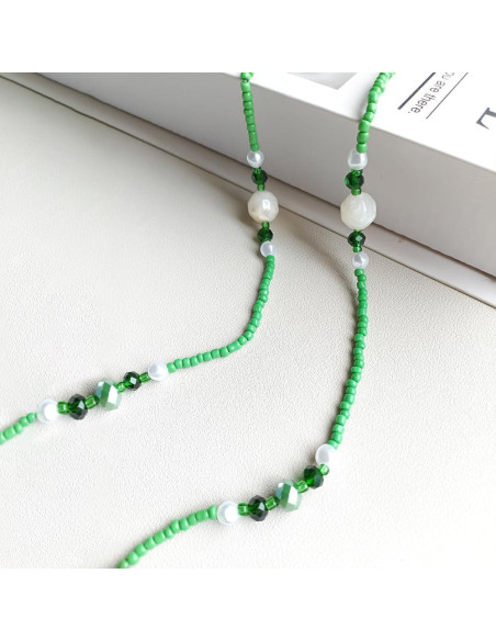 Cadena de Gafas ERNAULO Verde con Perlas 73.66 cm