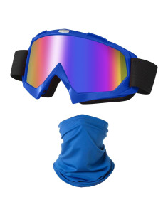 Gafas de Motocicleta LJDJ con Balaclava UV Azul