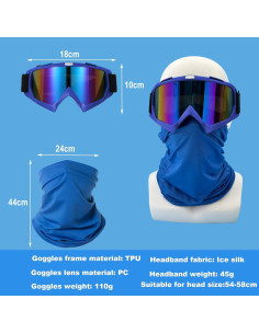 Gafas de Motocicleta LJDJ con Balaclava UV Azul 2