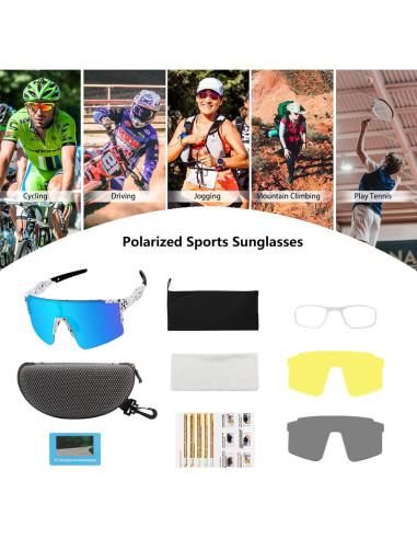 Gafas de sol OULAIQI polarizadas 3 lentes para ciclismo