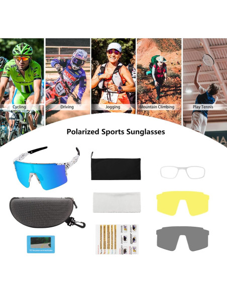 Gafas de sol OULAIQI polarizadas 3 lentes para ciclismo