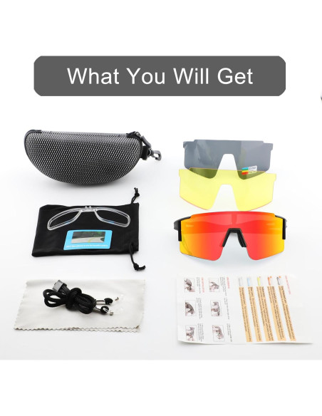 Gafas de sol OULAIQI polarizadas 3 lentes para ciclismo