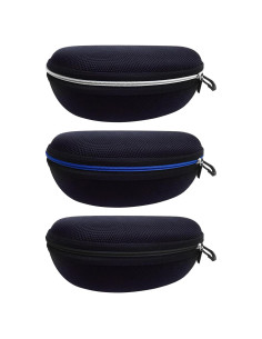 Paquete de 3 estuches para gafas EVA con gancho carabiner