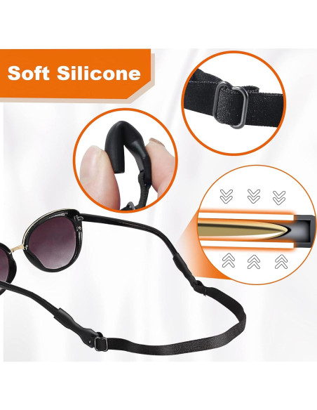 Correa Ajustable para Gafas - 6 Piezas Unisex Negro