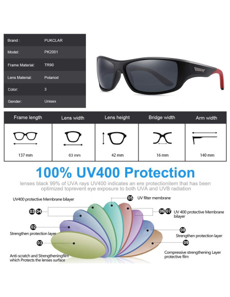 Gafas de sol deportivas PUKCLAR polarizadas UV400 63mm