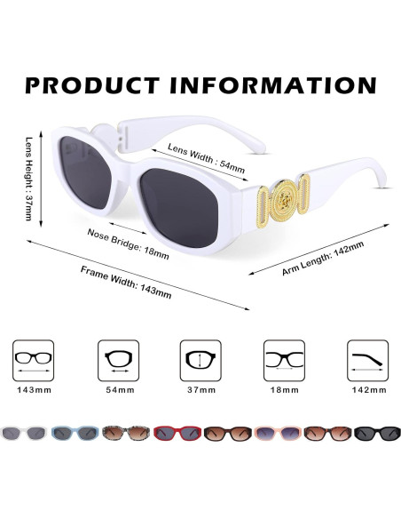 Gafas de sol rectangulares HYCREDI UV400 para hombres y mujeres