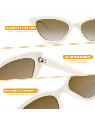 Gafas de sol Cat Eye OPTOFENDY para mujeres, protección UV 99%
