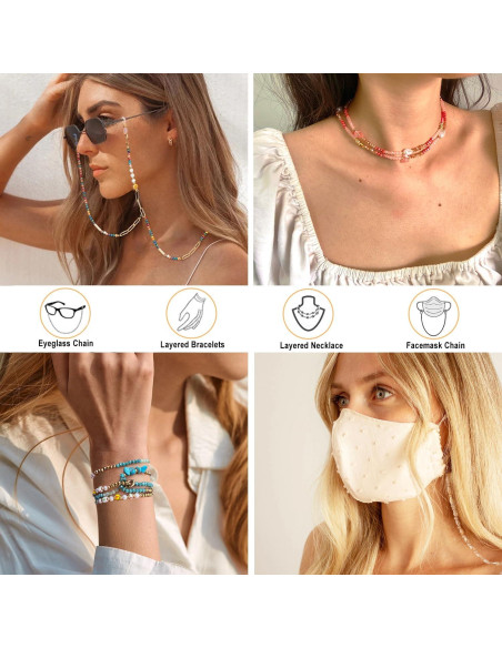 Cadena de Gafas para Mujeres Soporte con Perlas Cristal 71cm