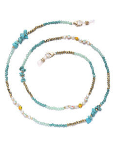 Cadena de Gafas para Mujeres con Perlas de Cristal Verde