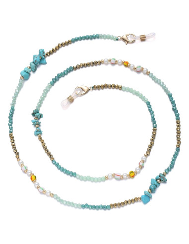 Cadena de Gafas para Mujeres con Perlas de Cristal Verde