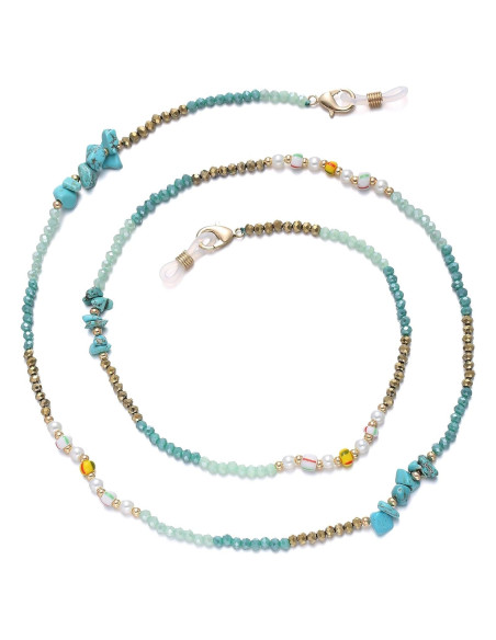 Cadena de Gafas para Mujeres con Perlas de Cristal Verde