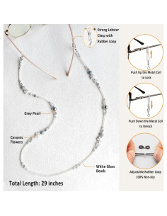 Cadena de Gafas Elegante para Mujeres con Perlas de Cristal 2