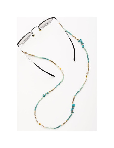 Cadena de Gafas para Mujeres con Perlas de Cristal Verde