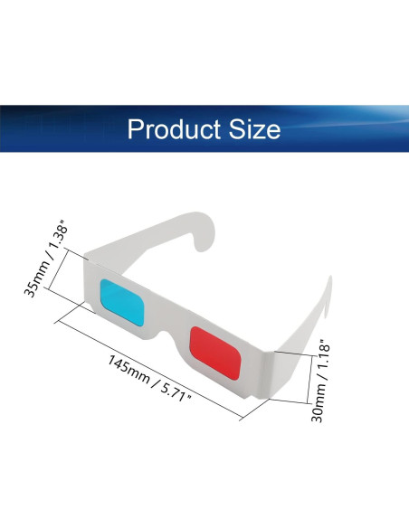 Gafas 3D Othmro 20 Pcs Rojo-Azul Cartón Lente Resina