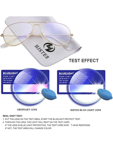 Gafas de Aviador HJSTES Lentes Anti Luz Azul para Todos