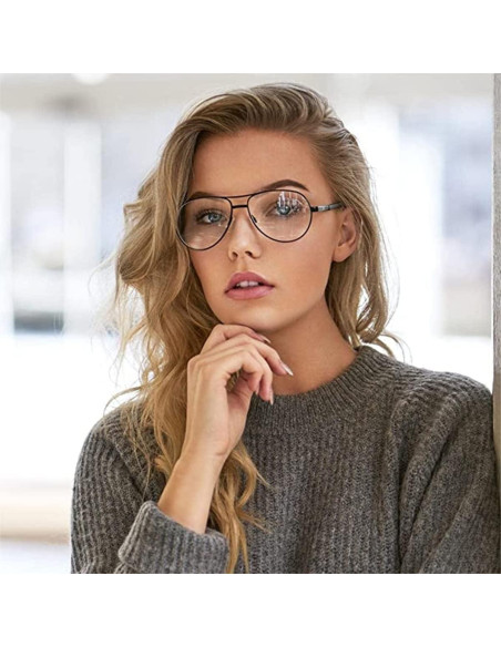 Gafas de Aviador HJSTES Lentes Transparentes Anti Luz Azul