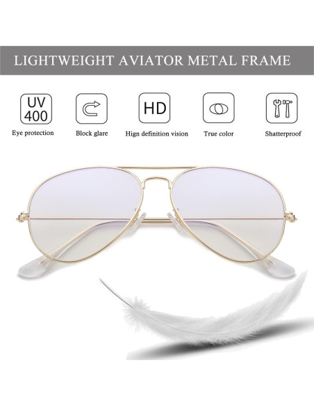 Gafas de Aviador HJSTES Lentes Anti Luz Azul para Todos