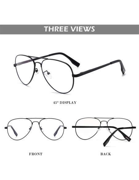 Gafas de Aviador HJSTES Lentes Transparentes Anti Luz Azul