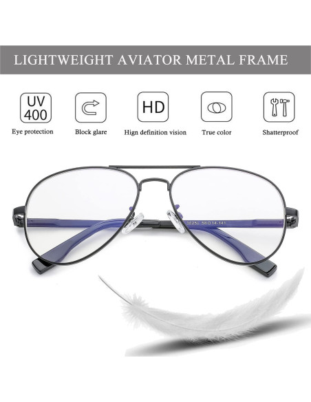 Gafas de Aviador HJSTES Lentes Transparentes Anti Luz Azul
