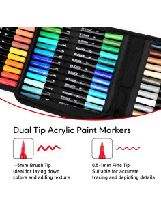 Marcadores Acrílicos Pagather 48 Colores Doble Punta Fina y Pincel 2