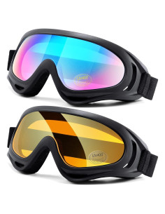 Gafas de Motocicleta LOEO 2 Piezas Antiviento y Antipolvo