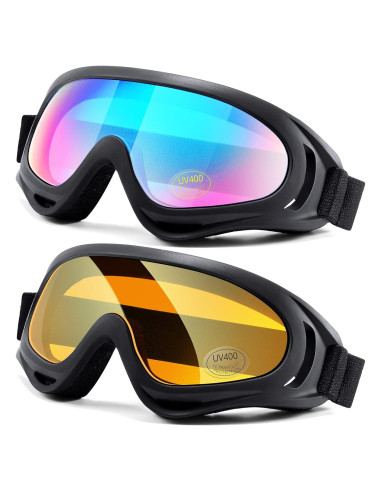 Gafas de Motocicleta LOEO 2 Piezas Antiviento y Antipolvo