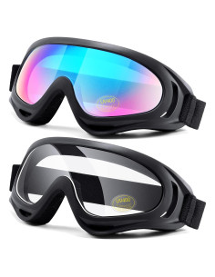 Gafas de Motocicleta LOEO 2 Paquete Antiviento y Antipolvo