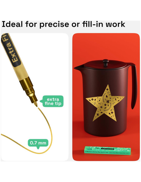 Marcadores de Pintura Acrílica Artistro 2 Unidades Dorado 0.7mm Marcadores de Pintura Acrílica Artistro 2 Unidades Dorado 0.7mm