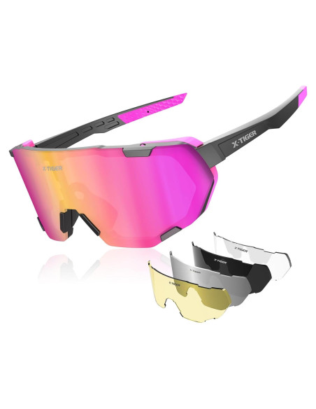 Gafas de Ciclismo X-TIGER con 5 Lentes Intercambiables UV400 Gafas de Ciclismo X-TIGER con 5 Lentes Intercambiables UV400