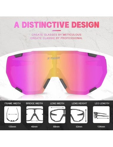 Gafas de Ciclismo X-TIGER con 5 Lentes Intercambiables UV400