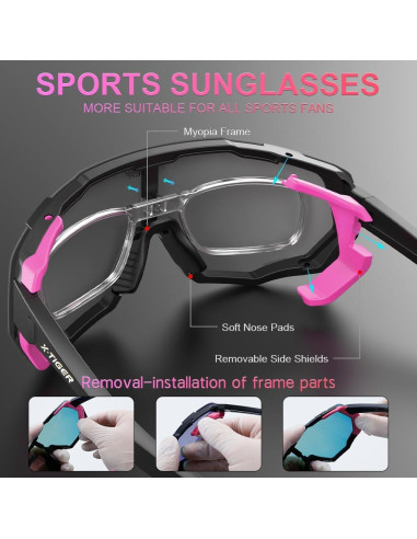 Gafas de Ciclismo X-TIGER con 5 Lentes Intercambiables UV400