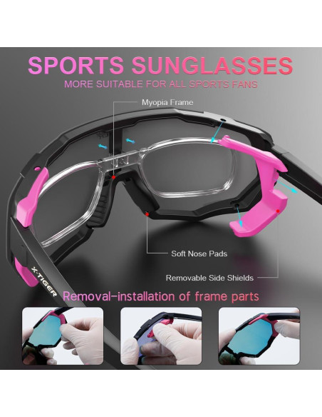 Gafas de Ciclismo X-TIGER con 5 Lentes Intercambiables UV400 Gafas de Ciclismo X-TIGER con 5 Lentes Intercambiables UV400
