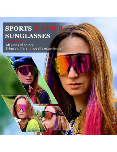 Gafas de Ciclismo X-TIGER con 5 Lentes Intercambiables UV400