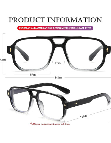 Gafas bloqueadoras luz azul PORADAY retro unisex 15.49x5.99cm