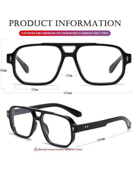 Gafas bloqueadoras luz azul PORADAY retro unisex 15.49x5.99cm Gafas bloqueadoras luz azul PORADAY retro unisex 15.49x5.99cm