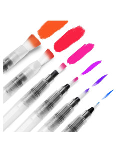 Juego de 6 Pinceles de Acuarela Ohuhu - Punta Fina y Plana