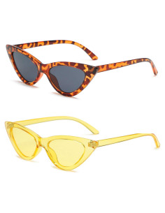 Gafas de sol retro de ojo de gato para mujer - Leopardo Gris