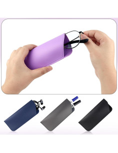 Funda de Gafas de Cuero PU Yuntop 4 Piezas 17.8x7.6 cm 2