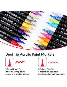 Marcadores Acrílicos Pagather 24 Colores Doble Punta 2