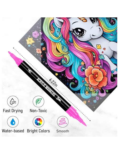 Marcadores Acrílicos Pagather 24 Colores Doble Punta