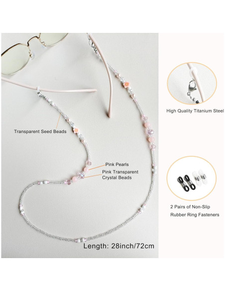 Cadena de Gafas Bead YN01 para Mujeres - Perla Rosa