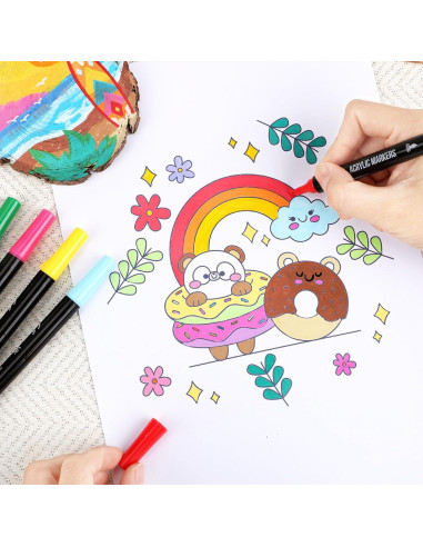 Marcadores Acrílicos Pagather 24 Colores Doble Punta