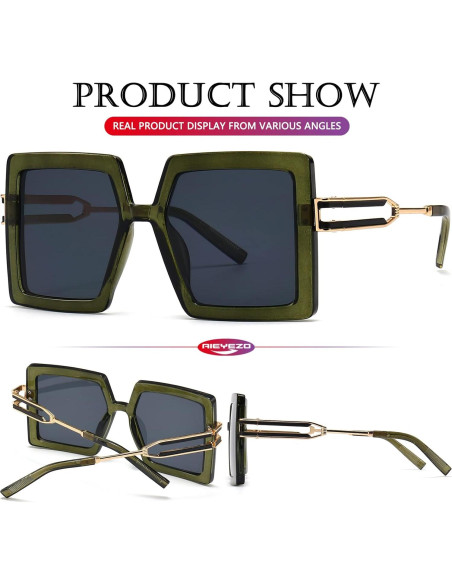 Gafas de Sol AIEYEZO Cuadradas Oversized UV400 Verde Oliva