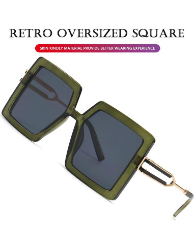 Gafas de Sol AIEYEZO Cuadradas Oversized UV400 Verde Oliva