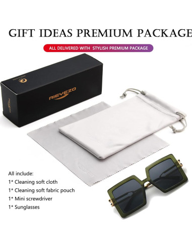 Gafas de Sol AIEYEZO Cuadradas Oversized UV400 Verde Oliva