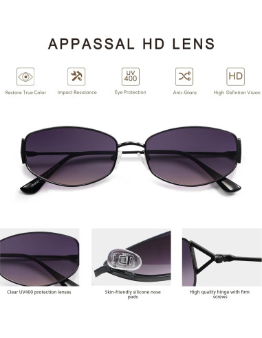 Gafas de sol ovaladas retro AP3625 UV400 unisex metal