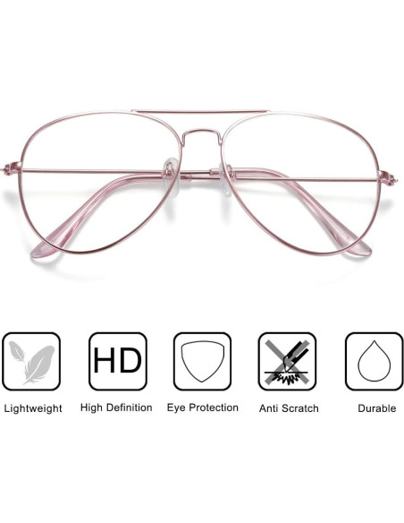 Gafas de Aviador Rosa Metal Lente UV400 Clásicas